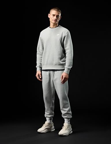 Nike Men's Club Fleece Crew Sweatshirt, Dark Grey Heather/White, Medium - image 7