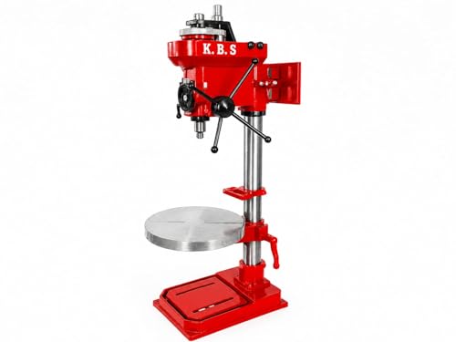 Image of K.B.S 1 Inch Heavy Duty Pillar Drill Machine, 1 HP Motor, 5 Step Speed Control, Tiltable Work Table, Cast Iron Base