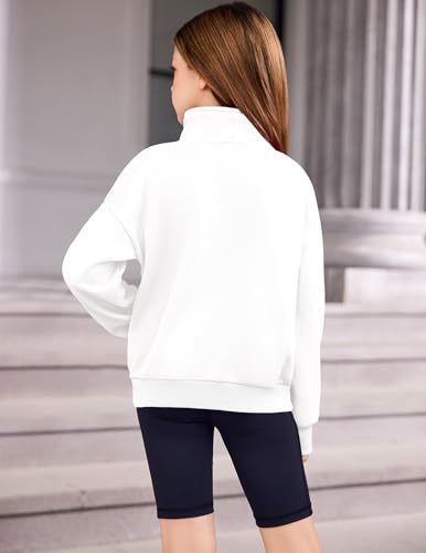 Image of Arshiner Girls Half Zip Sweatshirt Fleece Quarter Zip Pullover Sweatshirts | Fall Fashion Clothes for Teen Girls with Thumb Hole for 5-16 Years