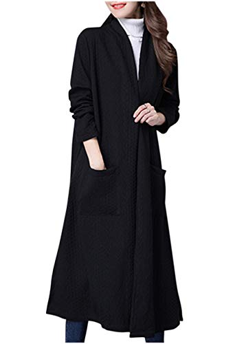 [ネコート] NC100BKL ロング丈 ニットジャケット ニット ジャケット ジャケット セーター コート ロングコート ニットコート ロングカーディガン ケーブル編み 無地 Vネック 裾スリット 大きいサイズ オオキメ 大きめ 大きい オオキイ サイズ 黒 クロ 赤 アカ 薄手 厚手 冬 フユ 春 ハル 秋 アキ ポケット 付き ユッタリ 防寒 ブラック L