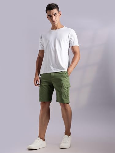 Image of Thomas Scott Men's | Regular Fit | 100% Cotton | Solid | Breathable Lightweight | 6-Pocket Cargo Shorts | Cricket Club Collection