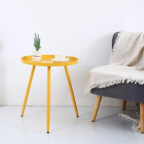 Table d'appoint moderne en métal jaune bout de canapé stable 40x43.5cm - 2