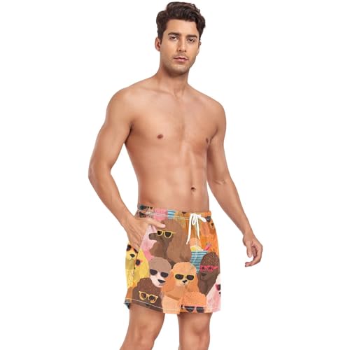 Poodles with Glasses Men's Swim Trunks with Liner Quick Dry Beach Shorts Swimwear Bathing Suit S-XXL4