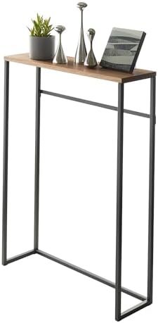Yamazaki 5165 Tower Console Table, Black, Steel/Wood, 60 x 18.5 x...