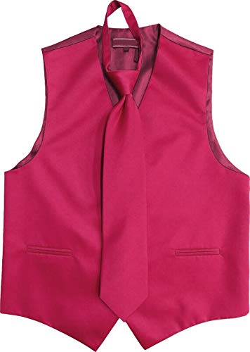vkwear Men's Solid Color Adjustable Dress Vest & Neck Tie Set for Suit or Tuxedo
