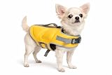 schwimmweste Hund - Flamingo Swimmy gelb - XS A:22 cm B:30-34 cm C:43-49 cm - Polyester - EPE-Schaum - stufenlos verstellbar - reflektierende Streifen - Leinenring