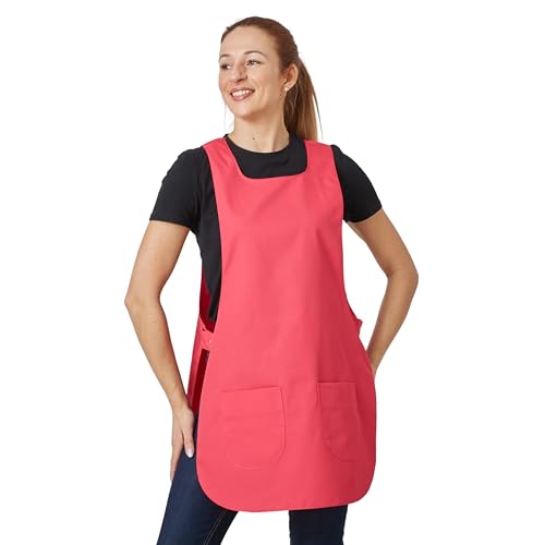 FUSCHIA Tablier sans manches femme type blouse chasuble avec patte réglage Pressions