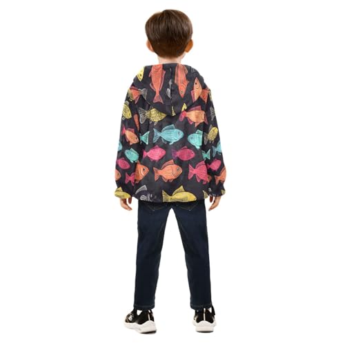 Colorful Cute Fish Toddler Fleece Jacket Girl Boys Hooded Fleece Jacket Coat Warm Outwear Zip-up 3-10T4
