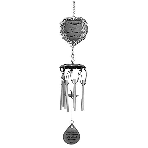 KAKA Store Memorial Windchimes Condolence Gifts Lawn, Poem Engraved on This Wind Chime - Angel Wings Wrapped Around a Heart and Teardrop Charm - in Loving Memory Wind Chimes