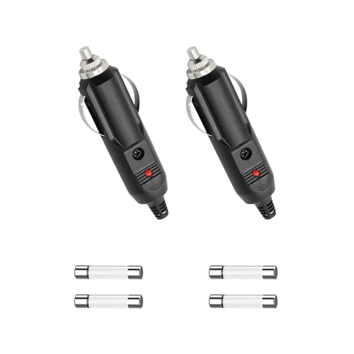 Gasedin 2 PCS Cigarette Lighter Male Plug 12V Copper Cigarette Lighter Replacement Aux Socket Plug Car Cigarette Lighter Male Plug with 15A 20A Replacement Fuse Car Accessories