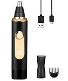 Nasenhaartrimmer Herren, 2-in-1 Komfort für Nase & Ohren, Schmerzfrei rasieren mit Doppelklingen, USB-C, IPX7, LED Akku Anzeige