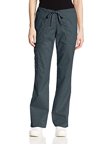 Cherokee Women's Workwear Core Stretch Drawstring Cargo Scrubs Pant, Pewter, Small Petite