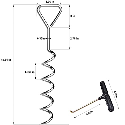 Eurmax Usa Trampoline Stakes Heavy Duty Trampoline Parts Corkscrew Shape Steel Stakes Anchor Kit With T Hook For Trampolines -Set Of 4 Bonus 4 Strong Belt,Silver #TOP3