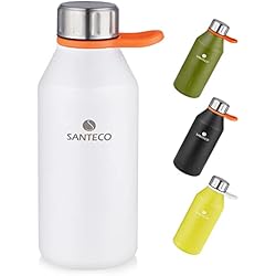 SANTECO Botella de Agua Acero Inoxidable sin BPA | Cantimplora Termica Deportiva con Doble Aislamiento | Mantiene 24H Frio / 12H Calor - a Prueba de Fugas - 350ml / 500ml