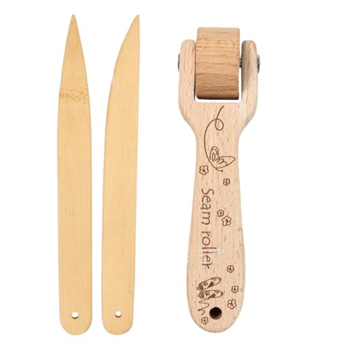 YJIUYUANQ Wooden Pressing Wheel Quilting Seam Roller Tailors Clapper Joint Roller Bone Folder Wallpaper Roller for DIY Sewing Embroidery, 3 Piece Set