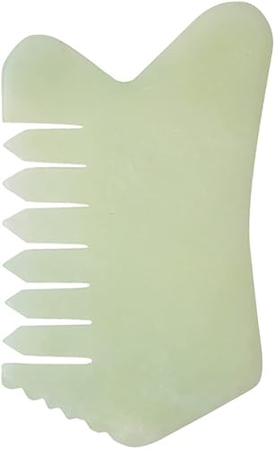 Healifty Peine de masaje de piedra de jade, 1 peine de cuero cabelludo Guasha, herramienta de masaje de mano para raspar Gua Sha para el cuidado de