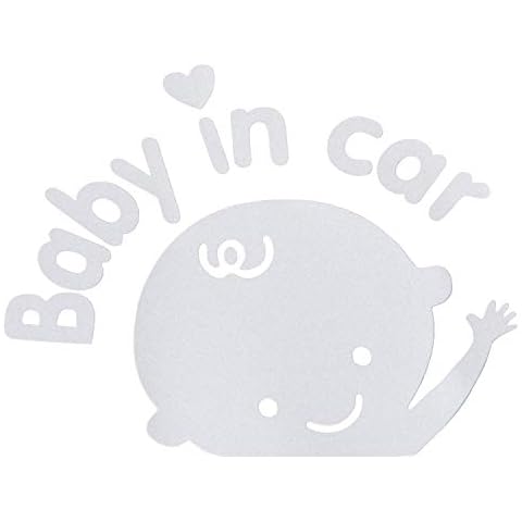TOPXCEGUU 2PCS Reflective Car Sticker,Baby in Car Safety Sign Decal White Cover