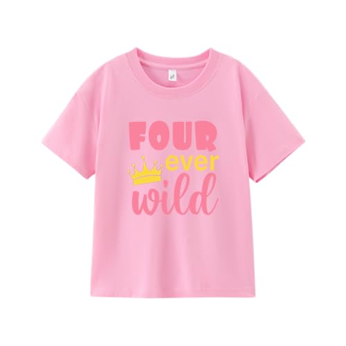 Four Shirt Toddler Girl Birthday Tshirt 4th Birthday Outfits 4 Year Old Girls Happy Fourth Bday Party Tee