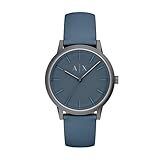 Armani Exchange A|X Orologio da uomo a tre lancette in pelle blu (modello: AX2767)