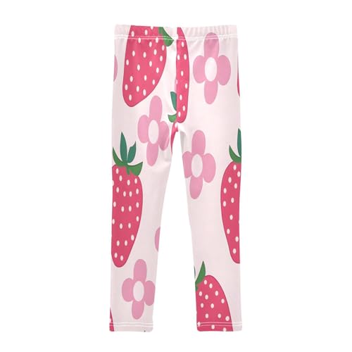 Toddler Girls Leggings Printed Yoga Pants Leggings Strawberries Pink Floral for Kids2