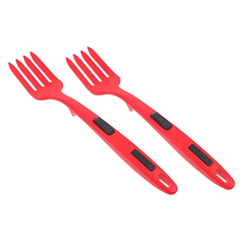 FUNOMOCYA Practical Salad Forks 2 Pack of Red Silicone Cooking Forks Heat Resistant Non- for Daily Use