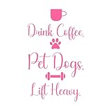 trinken Kaffee Haustier Hunde heben schwer Wandaufkleber 36x58.8cm Kunstvolle Wandmalerei Rosa