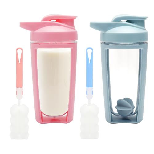 Imagen de VQBKHO Juego de 2 vasos de batido de proteínas con bola mixta