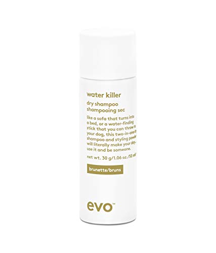 evo Water Killer Dry Shampoo Brunette - Absorbs Oil to Refresh Hair - Brunette Pigment That Blends Tones - Styling Spray - Travel Size, 50ml / 1.7