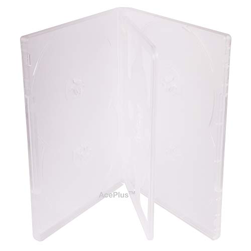 AcePlus 10-Pack Clear Multi-6 DVD Cases - 14mm Standard Thickness, Holds up to