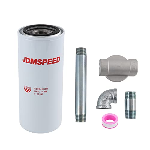 DICMIC 1200KTF7018 Fuel Filter Spin-on Particulate Replacement for Transfer Pump FR112 FR1210G FR610G 25 GPM 3/4 with 1200KTG9075 Filter Head and 3/4 ST Elbow and 3/4 x 7 Nipple