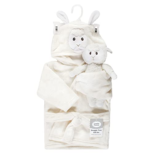 Andannby Infant Toddler Baby Girl Flannel Soft Bathrobes Plush Kimono Robe Pjs Sleepwear with Belt (Pure White, 12-24 Months)