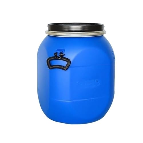 KDENMX 50L Plastic Barrel with Lid and Handles, Water Storage Drum, Stackable Water Container, Industrial Sealed Water Tank