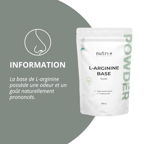Nutri + L-Arginine Base Poudre 500g - dosage le plus élevé - végétal par fermentation - L-Arginine Poudre pure - Vegan - Neutre - sans additif - qualité premium – vue 5