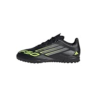 adidas Unisex Kids F50 Club Turf Football Boots Kids, core Black/Iron met./Lucid Lemon, 5 UK