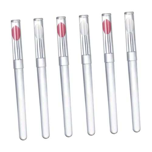Beatifufu 6pcs Silicone Lip Brush Set Lipstick Applicator Lip Mask Applicator Comfortable to Hold Non-scratch for Daily Lip Makeup