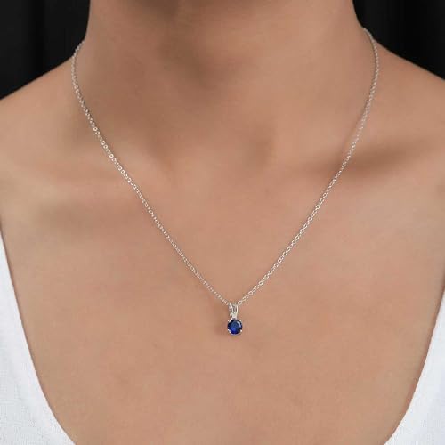 Image of Ornate Jewels 925 Silver 0.5 Carat Blue Sapphire Solitaire Pendant with Chain for Women and Girls | With Certificate of Authenticity & 925 Stamp | Life-time Warranty*