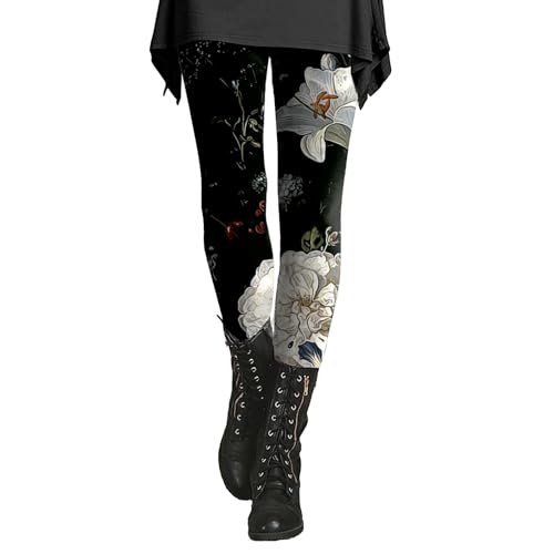 Conjunto de pantalones de yoga con bolsillo y estampado floral delgado para mujer, C, XXL