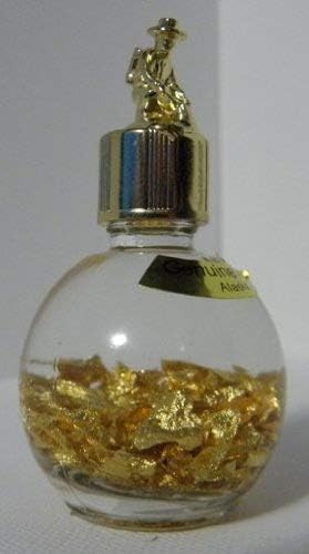 Alaska 24k Gold Flakes in 1 Oz. Miner's Assay Bottle with Gold Panner Top