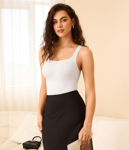 Eleady Shapewear Bodysuits for Women - Body Shaper Thong Tank Top Bodysuit Square Neck3