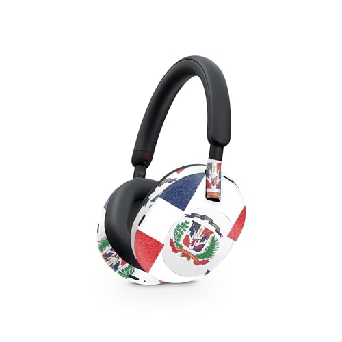 Image of MightySkins Glossy Glitter Skin Compatible with Sony WH-1000XM5 Headphones - Dominican Flag | Protective, Durable High-Gloss Glitter Finish | Easy to Apply