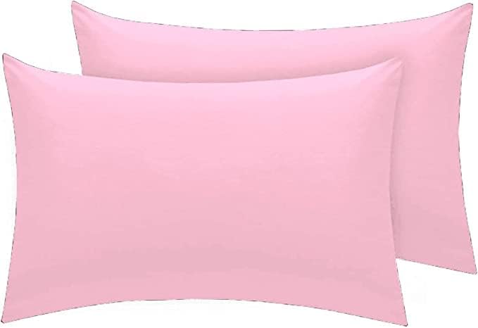 British Home Bedding - Plain Polycotton Percale Fitted Bed Sheets - Shrinkage and Fade resistant with a soft luxurious finish (Pink, Pair of Pillow Cases Only) โ image 1