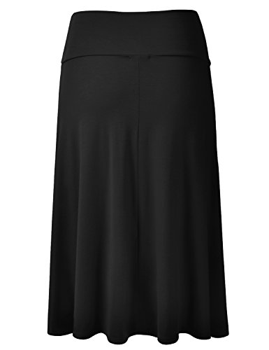 EIMIN Women's Solid Flared Lightweight Elastic Waist Classic Midi Skirt (S-3XL)3