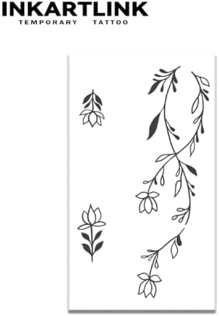 INKARTLINK Temporary Tattoos, 2 Sheets Large Semi Permanent Tattoo Adult Art Design Waterproof Temp Tattoo Party Favors Realistic Look, No Adhesive, No Reflection, Lasts 1-2 Weeks (Small Flower)