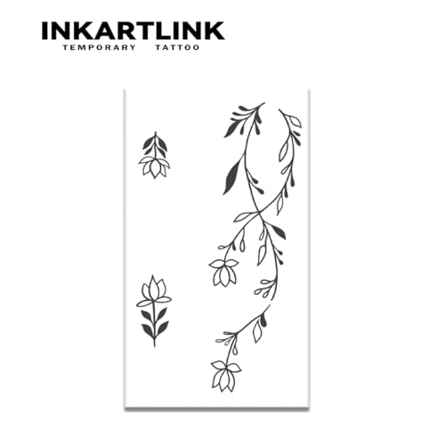 INKARTLINK Temporary Tattoos, 2 Sheets Large Semi Permanent Tattoo Adult Art Design Waterproof Temp Tattoo Party Favors Realistic Look, No Adhesive, No Reflection, Lasts 1-2 Weeks (Small Flower)