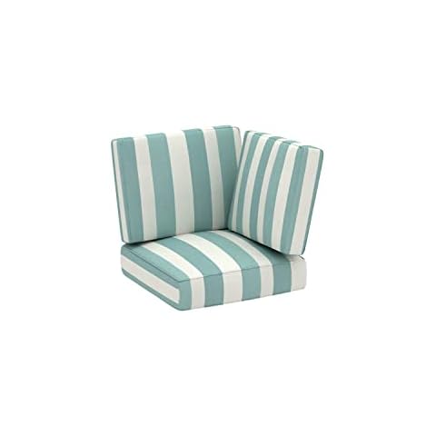 CASUNER Outdoor Deep Seating Cushion Set, 24" x 24", Patio Chair Deep Seat and Back Cushion (Aqua Stripe) Cover