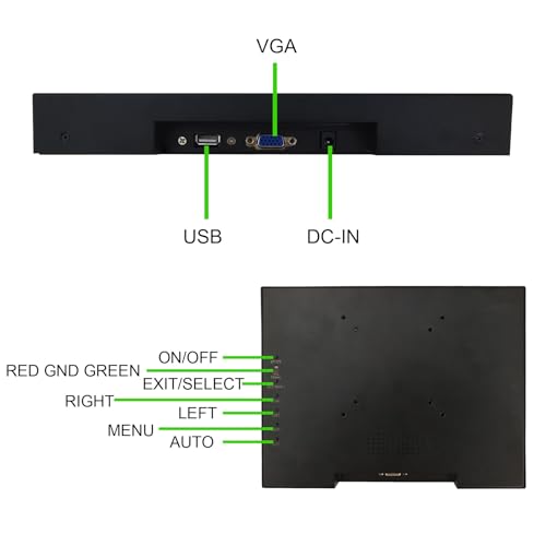 Image of VSDISPLAY 12.1'' Touch LCD Monitor, 800x600 Resolution VGA Video Input | 4:3 Aspect Ratio, Black Metal Case,For Industrial Display