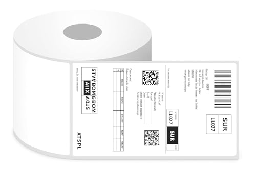 Image of Newdru Thermal Label Printer Paper 4x6 - 400 Labels per Roll, Strong Adhesive & Easy Peel Shipping Labels | Compatible with All Direct Thermal Printers | Self-Adhesive Stickers - (Pack of 1)