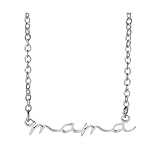 Dola22g S925 Colgante de plata de ley cadena simple de mamá alfabeto collar regalo del día de la madre accesorios femeninos alfabeto inglés collar pintado a mano, plata, Talla única