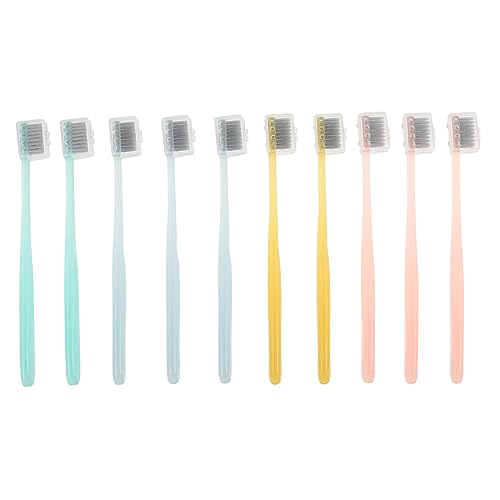 UKCOCO 10 piezas Cepillos de Dientes para Adultos con Fibras y Protectora Cepillos de Viaje con Almacenamiento Cubo Cuidado