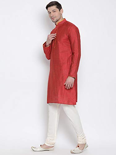 Image of VASTRAMAY Men's Beige Cotton Kurta and Pyjama Set